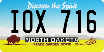 ND license plate IOX716