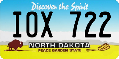 ND license plate IOX722