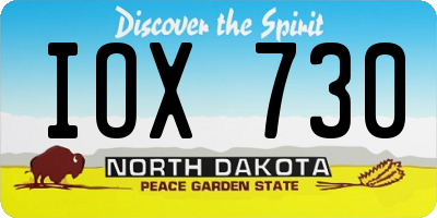 ND license plate IOX730