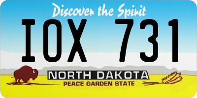 ND license plate IOX731