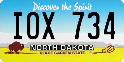 ND license plate IOX734