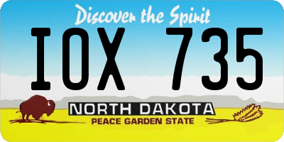 ND license plate IOX735