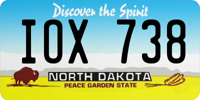 ND license plate IOX738