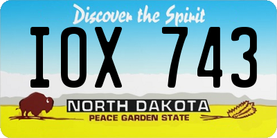 ND license plate IOX743
