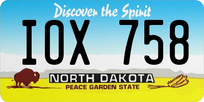 ND license plate IOX758