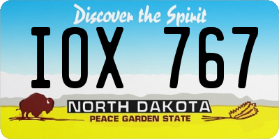 ND license plate IOX767