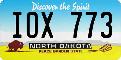 ND license plate IOX773