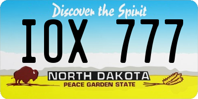 ND license plate IOX777