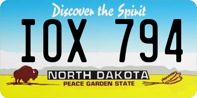 ND license plate IOX794