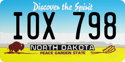 ND license plate IOX798