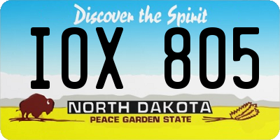 ND license plate IOX805