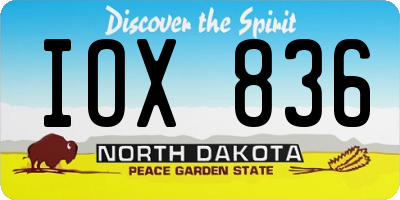 ND license plate IOX836
