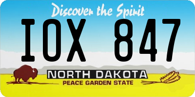 ND license plate IOX847