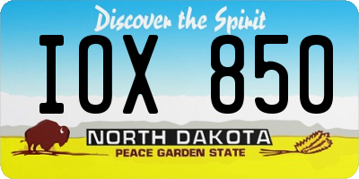 ND license plate IOX850