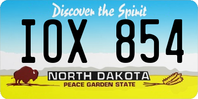 ND license plate IOX854