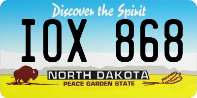 ND license plate IOX868