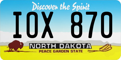 ND license plate IOX870