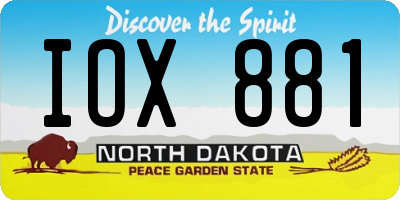 ND license plate IOX881