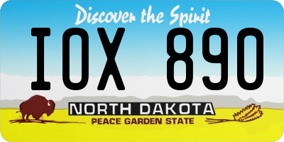 ND license plate IOX890