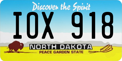 ND license plate IOX918