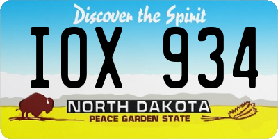 ND license plate IOX934