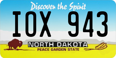 ND license plate IOX943