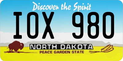 ND license plate IOX980