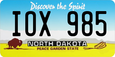 ND license plate IOX985