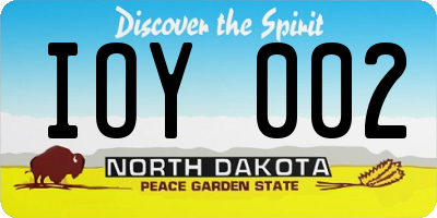 ND license plate IOY002