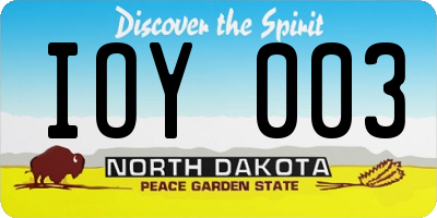 ND license plate IOY003