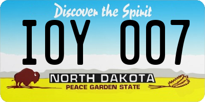 ND license plate IOY007