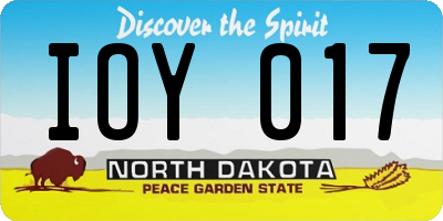 ND license plate IOY017