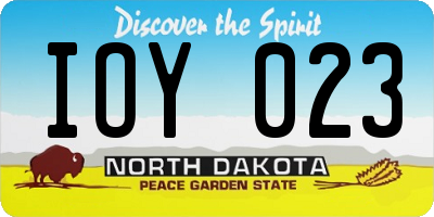 ND license plate IOY023