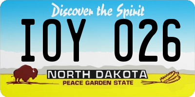 ND license plate IOY026