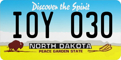 ND license plate IOY030