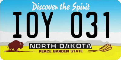 ND license plate IOY031