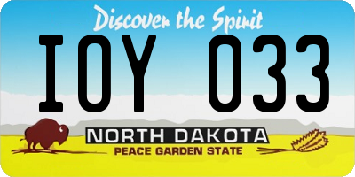 ND license plate IOY033