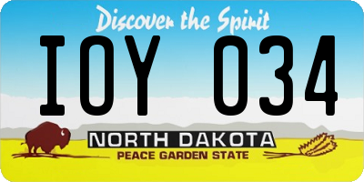 ND license plate IOY034