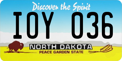 ND license plate IOY036