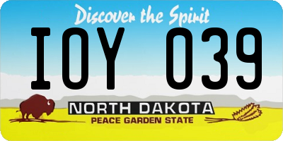 ND license plate IOY039