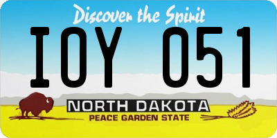 ND license plate IOY051