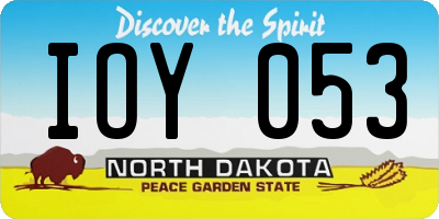 ND license plate IOY053
