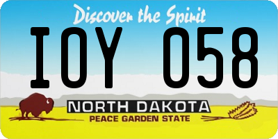 ND license plate IOY058