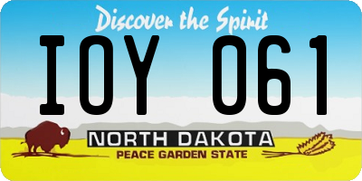 ND license plate IOY061