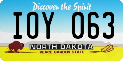 ND license plate IOY063