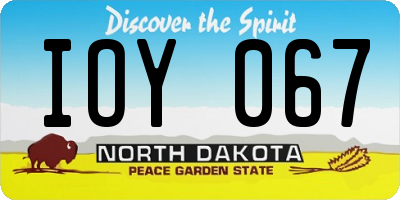 ND license plate IOY067
