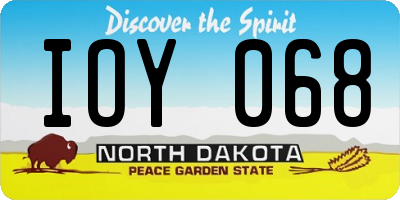 ND license plate IOY068