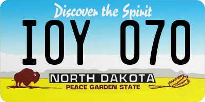 ND license plate IOY070