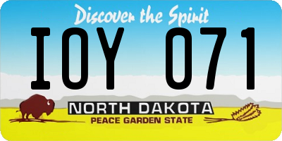 ND license plate IOY071