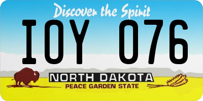 ND license plate IOY076
